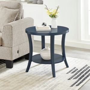 Perth Espresso Round End Table with Shelf - 1 of 4