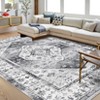 Vintage Floral Distressed Printed Area Rug Low Pile Machine Washable Stain Resistant Non Shedding Non Slip Pet Friendly Floor Mat - 3 of 4