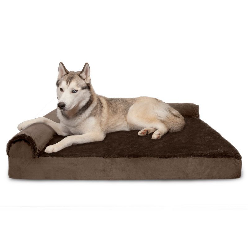 FurHaven Plush & Velvet Deluxe Chaise Lounge Memory Foam Sofa-Style Dog Bed, 1 of 4