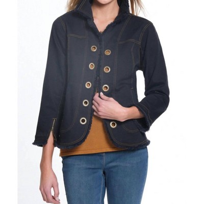 Women's Zip Cuff 3/4 Sleeve Fringe Denim Jacket - Multiples