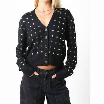 Women's Studded Sweater - OLIVACEOUS