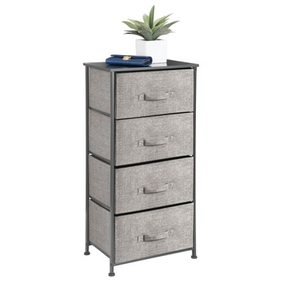 Mdesign Tall Drawer Organizer Storage Tower With 5 Fabric Drawers -  Gray/white : Target