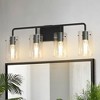 DORESshop 26 in. 4-Light Black Metal Vanity Light with Clear Glass Shade Bathroom Fixture for Modern Farmhouse Style Spaces - 2 of 4