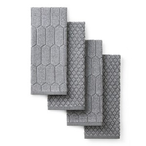 MARTHA STEWART Honeycomb Chambray Textured Kitchen Towel 4-Pack Set - 1 of 3