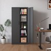 72"H Metal Garage Storage Cabinet, Black Tool Steel Locking Cabinet with Doors and 4 Shelves, Tall Cabinets,Black - 3 of 4