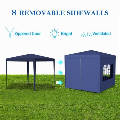 Outdoor 10×10 FT Party Tent, Heavy Duty Gazebo Wedding Canopy with Removable Walls and Hoop Fasteners, Gazebo with Windows-Coolbibila