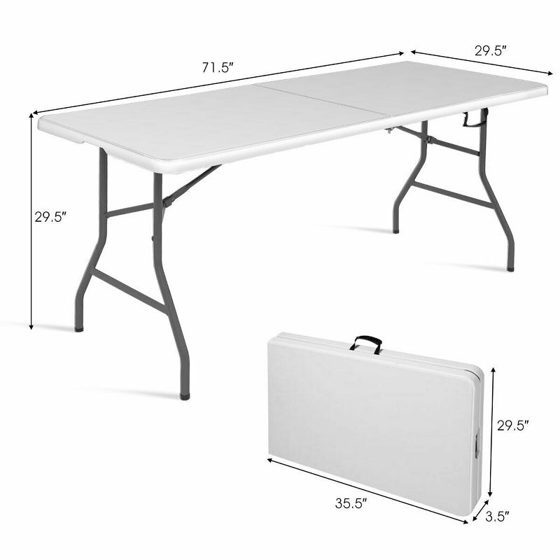 Costway 6' Folding Table Portable Plastic Indoor Outdoor Picnic Party Dining Camp Tables, 2 of 10