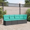 vidaXL Patio Sofa with Cushions - 4-Seater Outdoor Furniture Black Poly Rattan - Modular Design with Washable Covers - 3 of 4