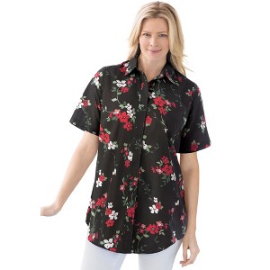Woman Within Women's Plus Size Perfect Short Sleeve Shirt - 1 of 4