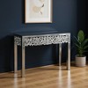 HomeRoots 47" Silver Mirrored Glass Faux Crystal Bling Console Table - 2 of 4