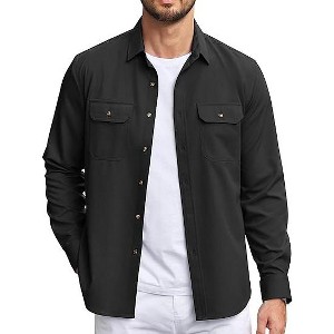 COOFANDY Mens Casual Button Down Shirts Long Sleeve Wrinkle-Free Shirt Lightweight Shirt Jacket - 1 of 4
