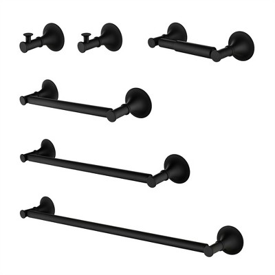 OUTSUPPLY 6 Pcs Brass Bathroom Towel Rack Set, Wall-Mounted Rust-Resistant Towel Bar & Hooks for Bathroom