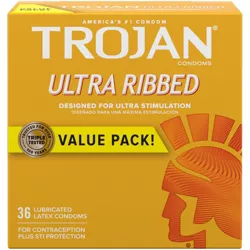 Trojan Ultra Ribbed Premium Lube Condoms - 36ct