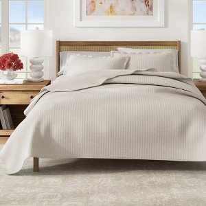 Great Bay Home Detailed Channel Stitch All-Season Reversible Quilt Set With Shams - 1 of 4