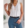 Womens Knit Sweater Tank Tops Casual Summer V Neck Loose Fit Sleeveless Button Pointelle Shirts - 4 of 4