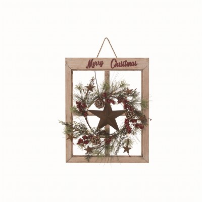 Transpac Floral Multicolor Christmas Rustic Star Window Pane