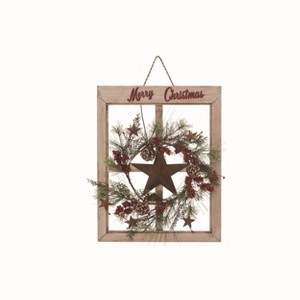 Transpac Floral Multicolored Christmas Rustic Star Window Pane - 1 of 2