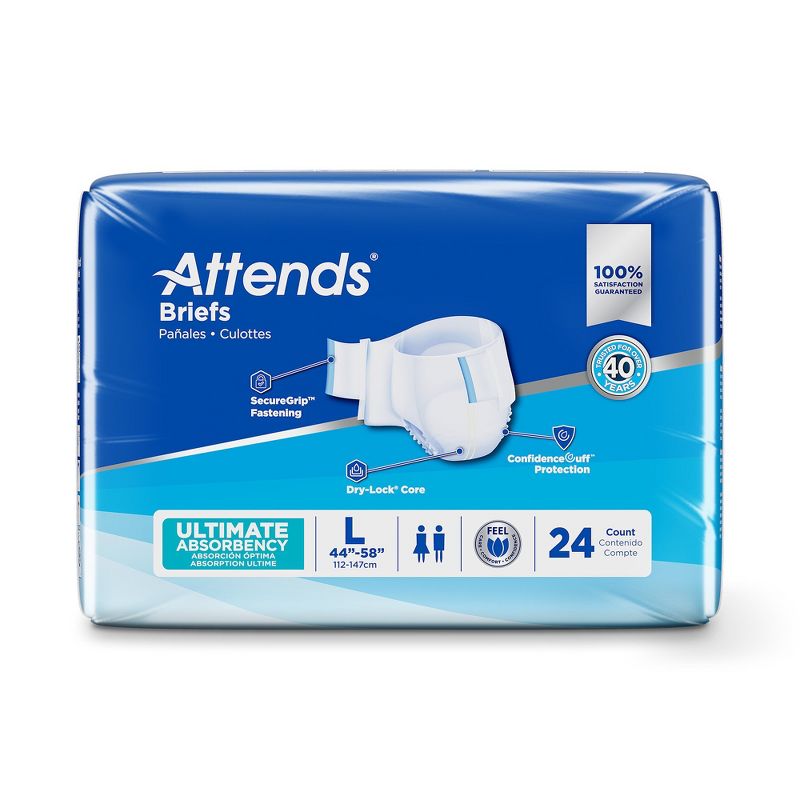 Attends Advanced Incontinence Briefs, Ultimate Absorbency, Unisex, 3 of 6