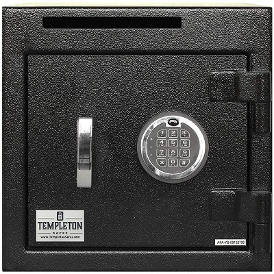 Templeton Safes Small Depository Drop Safe With Electronic Multi-User Keypad Lock with Key Backup, Anti Fishing Security, Black 1.12 CBF