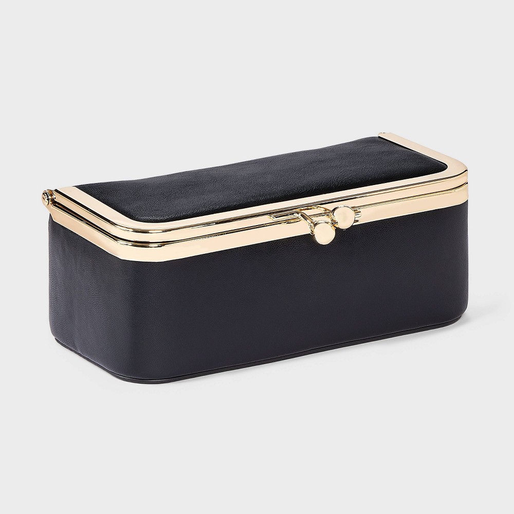 Medium Kiss Lock Frame Travel Storage Jewelry Organizer - A New Day™ Black
