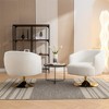 LOVMOR Chenille Fabric Accent Swivel Chair With Gold Metal Round Base - 3 of 4