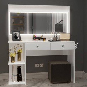 Mariana Lighted Makeup Vanity White - Boahaus: Dresser with Mirror, Storage Shelves & Drawers - 1 of 4