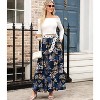 Women's Boho Beach Maxi Skirt - High Waist Flowy Pleated & Ruffle Long Skirt with Pockets Blue Floral - 2 of 4