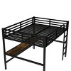 TopComfy Beds Metal Queen Size Loft Bed Space Saving Noise Reduced Structure Heavy Duty Bedroom Furniture for Bedroom, Black, 63"*68.9"*95.68" - 3 of 4