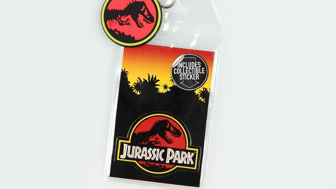Jurassic Park Logo Lanyard Keychain ID Holder Logo Rubber Charm and Sticker Multicoloured, 2 of 6, play video
