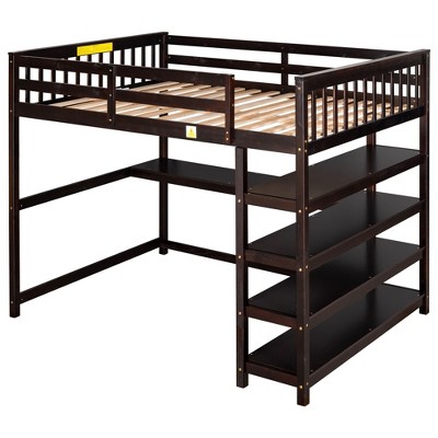 NicBex Full/Twin Loft Bed with Shelves and Under-bed Desk for Kids Teens Adults