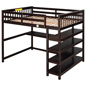 NicBex Full/Twin Loft Bed with Shelves and Under-bed Desk for Kids Teens Adults - 1 of 4