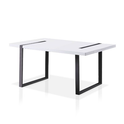 66" Blackjack Rectangular Metal Legs Dining Table White/Black - miBasics