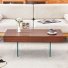 Modern Coffee Table Center Table Sofa Table Side Table Cocktail Table with Tempered Glass Legs, Rectangle/Square, Walnut/Natural-ModernLuxe - 2 of 4