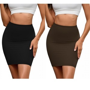 INSPIRE CHIC 2 Pcs Women's High Waisted Tight Slimming Tummy Control Half Slips - 1 of 4