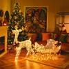 Costway 6 FT Christmas Lighted Reindeer & Santa's Sleigh W/ 215 LED Lights & 4 Stakes - 3 of 4