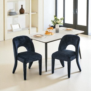 Mshliw Chenille Dining Chairs Set of 2 with Hollowed-Out Backrest, Sponge Cushion and Iron Frame for Kitchen or Dining Room - 1 of 4