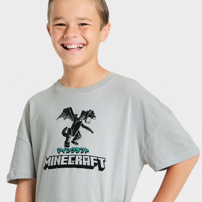 Minecraft Boys' Minecraft Endor Dragon Graphic T-Shirt - Silver M — фото 2