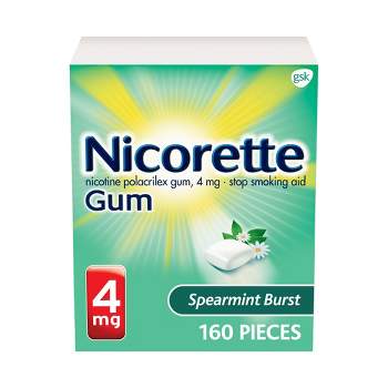 Nicorette 4mg Stop Smoking Aid Nicotine Gum - Spearmint Burst - 160ct