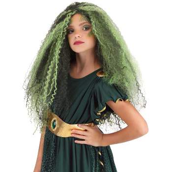 HalloweenCostumes.com  Girl Medusa Wig for Girls, Black/Green