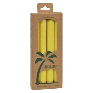 Aloha Bay Yellow Unscented Palm Taper Candles - 4 ct - 1 of 3