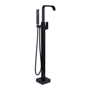 WOWOW Waterfall Single-Handle Freestanding Tub Faucet with Hand Shower,Brass Floor Mounted Tub Filler Faucet in Brushed Nickel - 1 of 4