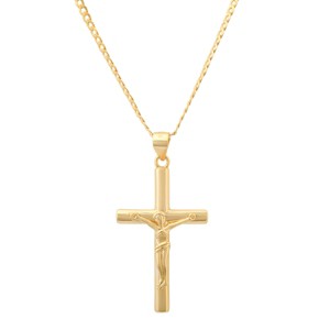 Steeltime men's 24" sterling silver crucifix pendant. Color Options: Silver, Gold - 1 of 3