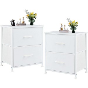 SEVOBAL 2PCS Nightstand 2 Drawers Bedside Table Removable Bins Sturdy Organizer Furniture for Bedroom Nursery Closet Living Room, White, 18"*11.8"*20" - 1 of 4