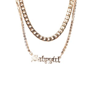 Slickblue Women's Necklace Set, Gold Chunky Chain with Rhinestones and "Babygirl" Pendant, Trendy Style, 15"&17.5" - 1 of 3