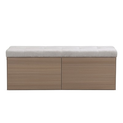 NicBex Storage Ottoman Bench for Bedroom,Storage Bench with Adjustable Shelves and Double Doors,Ottoman for Living Room,Bedroom,Entryway,Gray