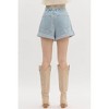 Women's Wo's Pleated Hi Waisted Denim Shorts - entro - 2 of 4