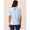 Seta T Women's Back Button Dressy Casual Ruffle Neck Summer Puff Sleeve Eyelet Tops - 4 of 4
