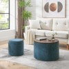 VisioGear 2-Piece Round Storage Ottoman, Equipped with a Drum Shaped Small Stool, Storage Space, and Desktop Panel, Dark Blue, 23.62"*23.62"*16.53" - 2 of 4