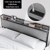Bed Frame with 2 Storage Drawers and Headboard, Upholstered Bed Frame with Charging Station - 3 of 4