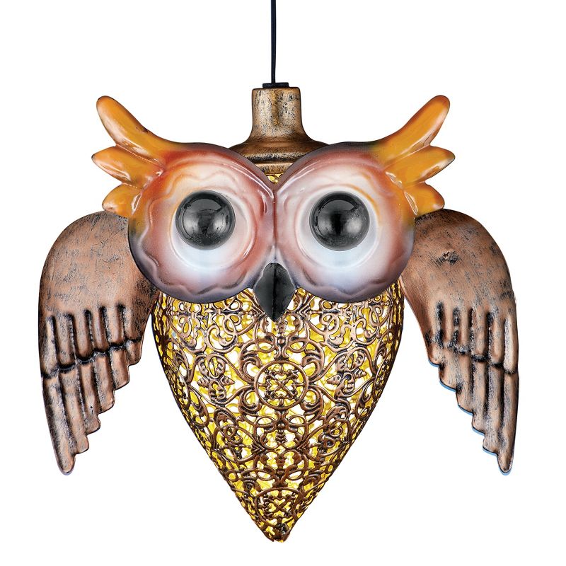 Collections Etc Hanging Solar Lighted Filigree Owl Lantern Mobile, 1 of 3